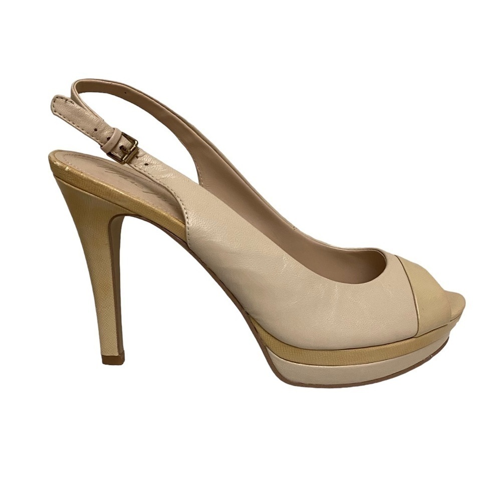 Marc Fisher Melissa Leather Slingback Heels in Tan Cream